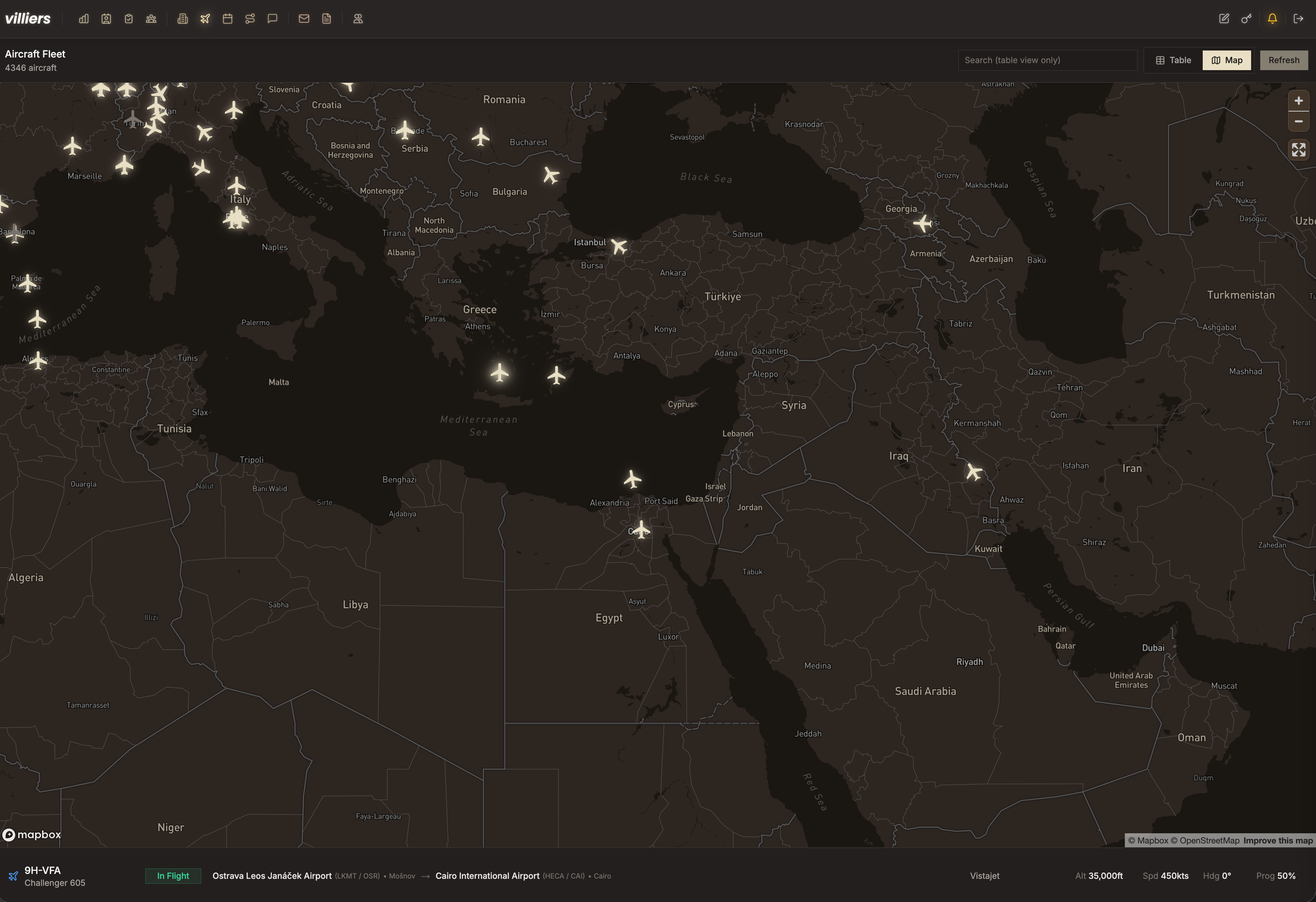 ADS-B aircraft tracking map